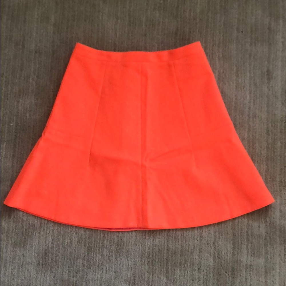 Neon orange Jcrew pleated skirt